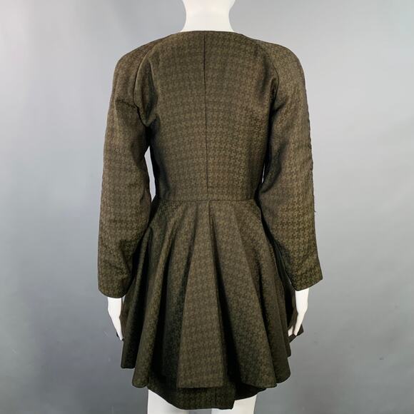 OKW Size XS Green Wool Button Down Houndstooth Mini Skirt Suit - Picture 3 of 12